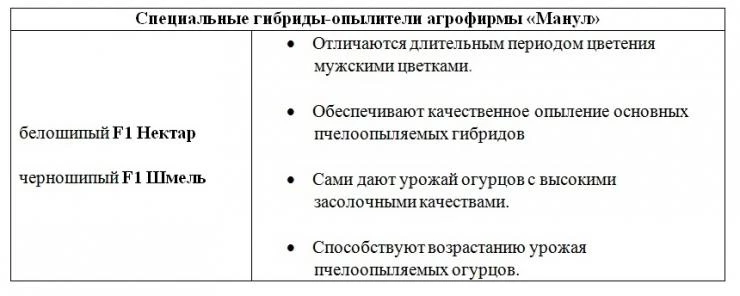 сорта огурцов опылители
