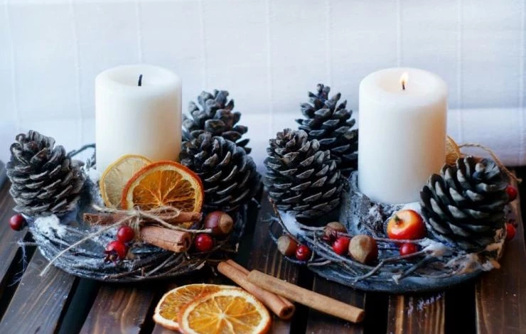 украшение из шишек на новый год