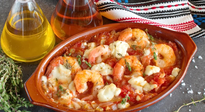 Блюдо с креветками на ужин