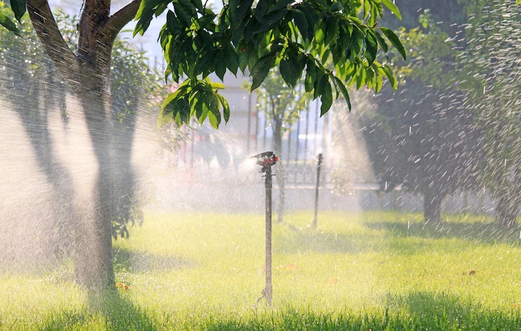 полив деревьев в жару